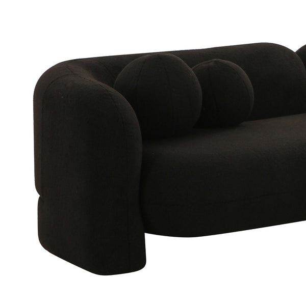 TOV Furniture Amelie 91" Plush Faux Fur Sofa with Asymmetrical Back and Throw Pillows for Modern Living Spaces Black TOV-L68582