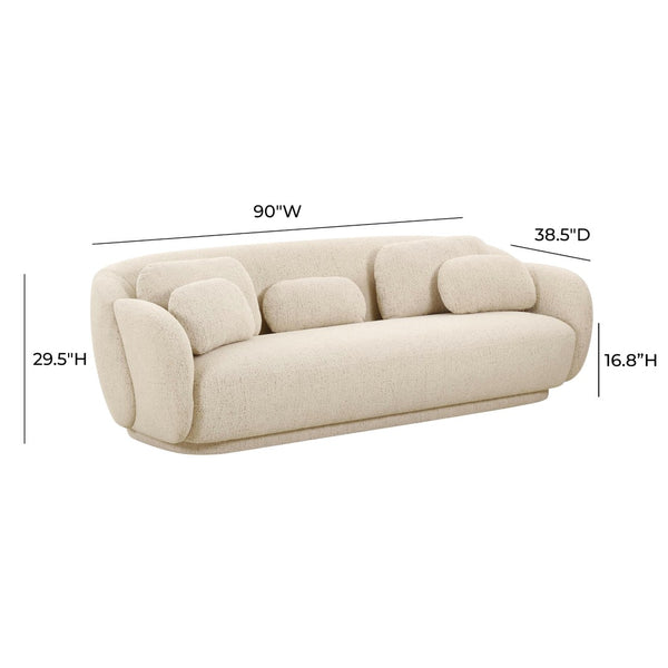 TOV Furniture Misty 90" Boucle Sofa - Mid-Century Modern Comfort with Plush Cushions & Sculptural Design for Living Rooms Cream TOV-L68616