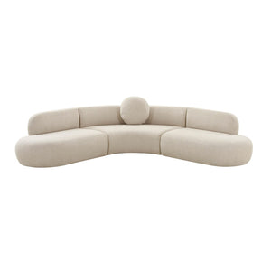 TOV Furniture Broohah Contemporary 3-Piece L-Shaped Sectional Sofa with Curved Design for Modern Interiors Beige TOV-L68656-SEC