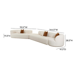 TOV Furniture Fickle 4-Piece Cream Boucle Modular Sectional - Stylish, Comfortable, Customizable Seating Solution LAF TOV-L6866-C-SEC2L