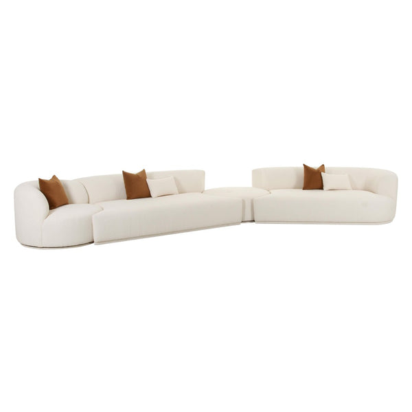 TOV Furniture Fickle 4-Piece Cream Boucle Modular Sectional - Stylish, Comfortable, Customizable Seating Solution RAF TOV-L6866-C-SEC2R