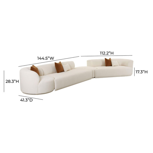 TOV Furniture Fickle 4-Piece Cream Boucle Modular Sectional - Stylish, Comfortable, Customizable Seating Solution RAF TOV-L6866-C-SEC2R