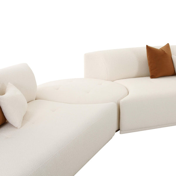 TOV Furniture Fickle Cream Boucle 5-Piece Modular Chaise Sectional – Versatile Comfort for Modern Living Spaces TOV-L6866-C-SEC3