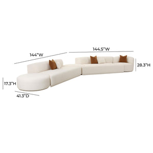 TOV Furniture Fickle Cream Boucle 5-Piece Modular Chaise Sectional – Versatile Comfort for Modern Living Spaces TOV-L6866-C-SEC3
