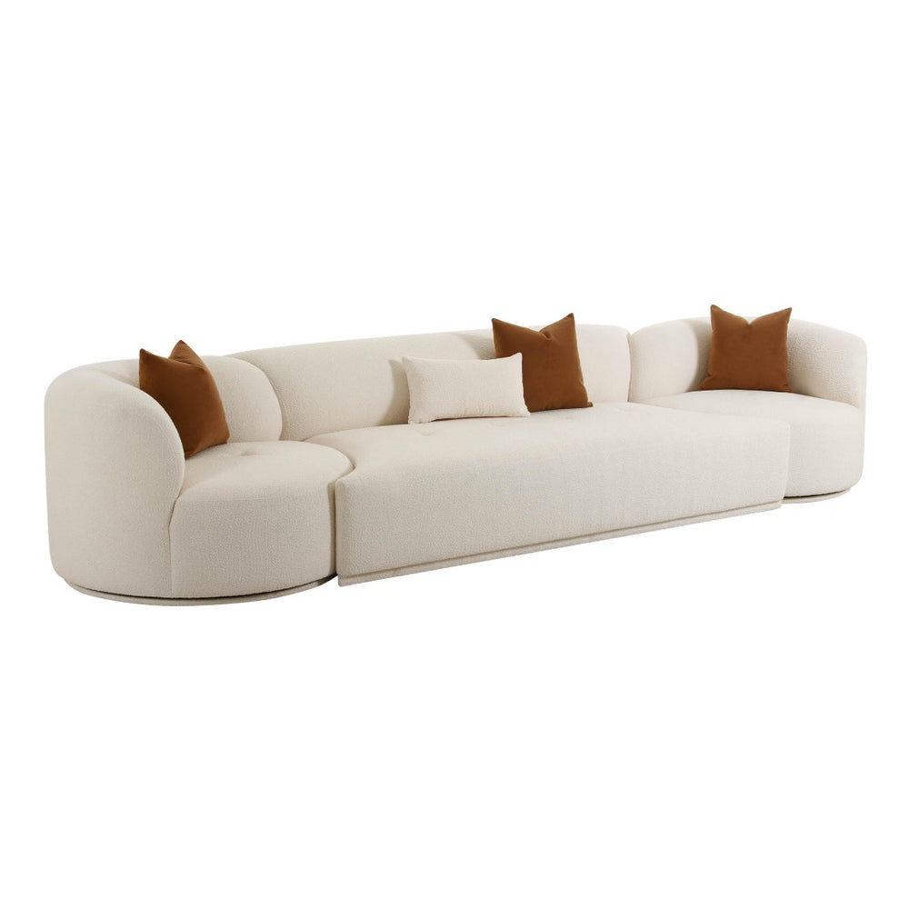 TOV Furniture Fickle 144" Cream Boucle Modular Sofa: Versatile 3-Piece Design for Cozy & Modern Living Spaces TOV-L6866-C-SO1