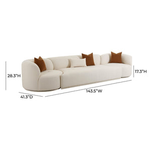 TOV Furniture Fickle 144" Cream Boucle Modular Sofa: Versatile 3-Piece Design for Cozy & Modern Living Spaces TOV-L6866-C-SO1