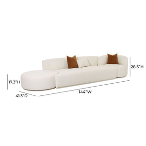 TOV Furniture Fickle 144" Cream Boucle Modular Sofa Set with Swivel Chair & Ottoman for Stylish Living Spaces TOV-L6866-C-SO2