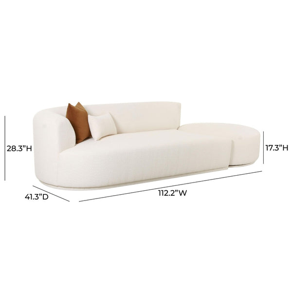 TOV Furniture Fickle 112" Modern Cream Boucle Modular Chaise Sofa for Customizable Comfort in Living Spaces LAF TOV-L6866-C-SO4L