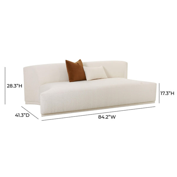 TOV Furniture Fickle 84" Cream Boucle Modular Armless Loveseat - Versatile Design for Custom Comfort & Style TOV-L68670
