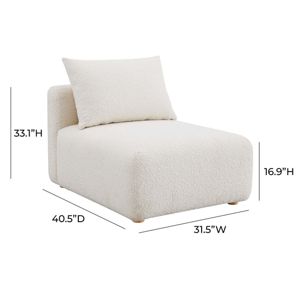 TOV Furniture Hangover Modular Armless Chair in Cream Boucle - Stylish, Comfortable, and Customizable Seating Option TOV-L68787-AC