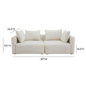 TOV Furniture Hangover 81" Cream Boucle Loveseat - Stylish Modular Seating for Comfort, Versatility & Modern Spaces TOV-L68787-LO