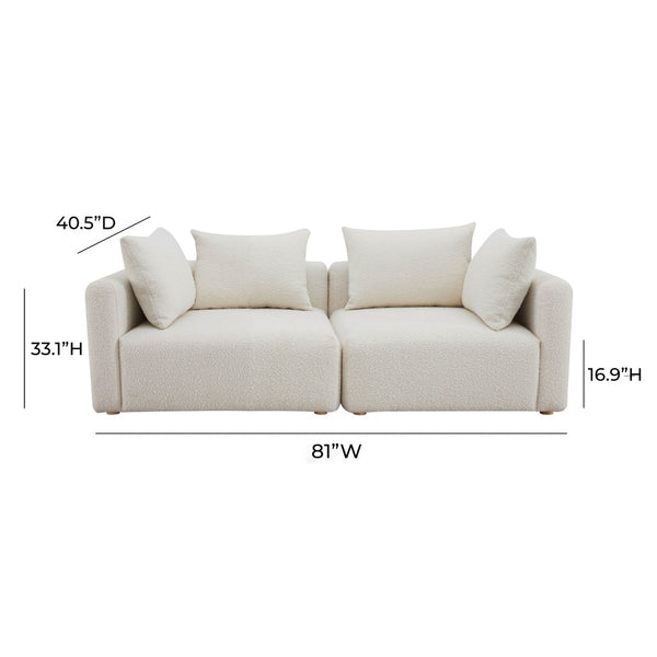 TOV Furniture Hangover 81" Cream Boucle Loveseat - Stylish Modular Seating for Comfort, Versatility & Modern Spaces TOV-L68787-LO