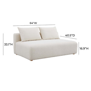 TOV Furniture Hangover 64" Cream Boucle Modular Loveseat - Stylish, Comfortable, Customizable for Modern Living Spaces TOV-L68787-LS
