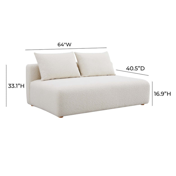 TOV Furniture Hangover 64" Cream Boucle Modular Loveseat - Stylish, Comfortable, Customizable for Modern Living Spaces TOV-L68787-LS