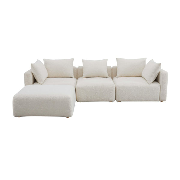 TOV Furniture Hangover 4-Piece Cream Boucle Modular Sectional – Stylish, Flexible Seating for Modern Living Spaces TOV-L68787-SEC