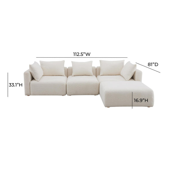 TOV Furniture Hangover 4-Piece Cream Boucle Modular Sectional – Stylish, Flexible Seating for Modern Living Spaces TOV-L68787-SEC