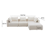 Hangover Cream Boucle 4-Piece Modular Sectional TOV-L68787-SEC TOV Furniture