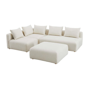 TOV Furniture Hangover 4-Piece Cream Boucle Modular Chaise Sectional - Stylish, Customizable Comfort for Your Home TOV-L68787-SEC1