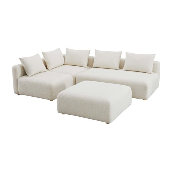 TOV Furniture Hangover 4-Piece Cream Boucle Modular Chaise Sectional - Stylish, Customizable Comfort for Your Home TOV-L68787-SEC1