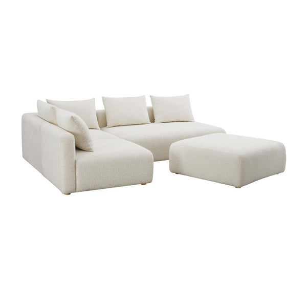 TOV Furniture Hangover 4-Piece Cream Boucle Modular Chaise Sectional - Stylish, Customizable Comfort for Your Home TOV-L68787-SEC1