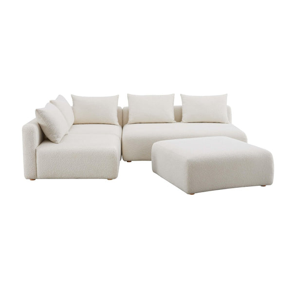 TOV Furniture Hangover 4-Piece Cream Boucle Modular Chaise Sectional - Stylish, Customizable Comfort for Your Home TOV-L68787-SEC1