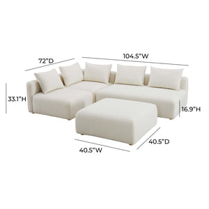 TOV Furniture Hangover 4-Piece Cream Boucle Modular Chaise Sectional - Stylish, Customizable Comfort for Your Home TOV-L68787-SEC1