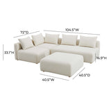 Hangover Cream Boucle 4-Piece Modular Chaise Sectional TOV-L68787-SEC1 TOV Furniture