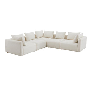 TOV Furniture Hangover 5-Piece Cream Boucle Modular L-Sectional – Versatile Seating for Modern Living Spaces TOV-L68787-SEC2