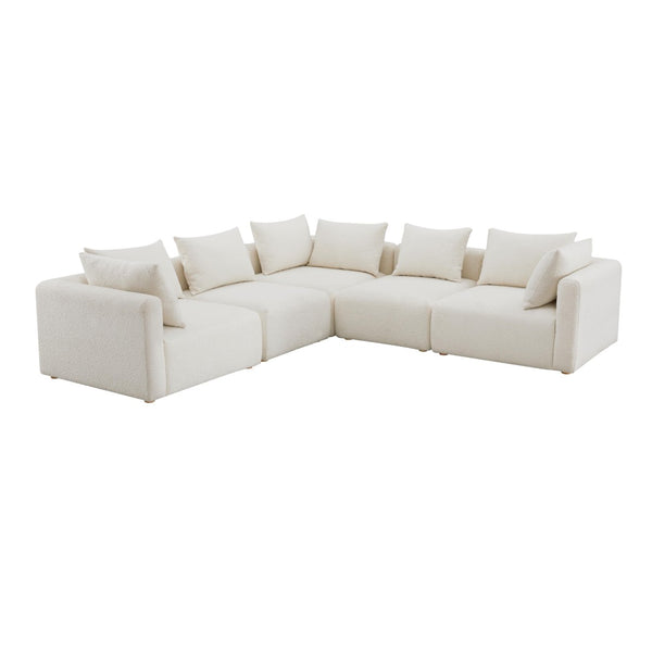TOV Furniture Hangover 5-Piece Cream Boucle Modular L-Sectional – Versatile Seating for Modern Living Spaces TOV-L68787-SEC2