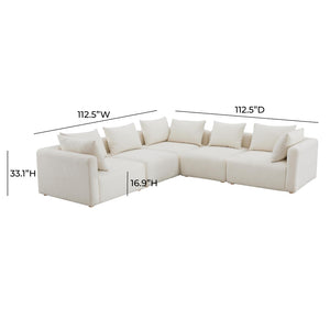 TOV Furniture Hangover 5-Piece Cream Boucle Modular L-Sectional – Versatile Seating for Modern Living Spaces TOV-L68787-SEC2