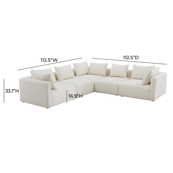 TOV Furniture Hangover 5-Piece Cream Boucle Modular L-Sectional – Versatile Seating for Modern Living Spaces TOV-L68787-SEC2