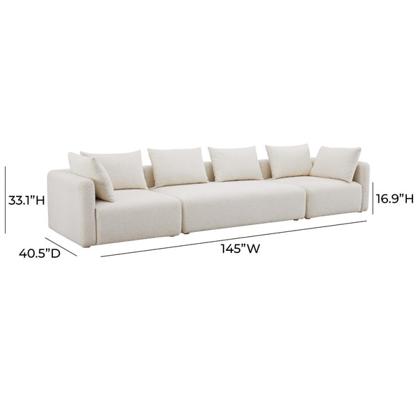 TOV Furniture Hangover 145" Cream Boucle Long Sofa - Plush Modular Seating for Stylish Lounging & Entertaining TOV-L68787-SO1
