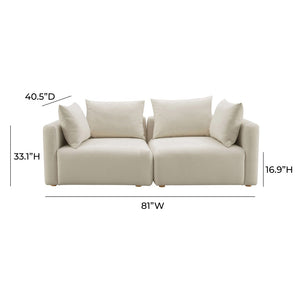 TOV Furniture Hangover 81" Cream Performance Linen Loveseat - Stylish Modular Seating for Comfortable Living Spaces TOV-L68788-LO
