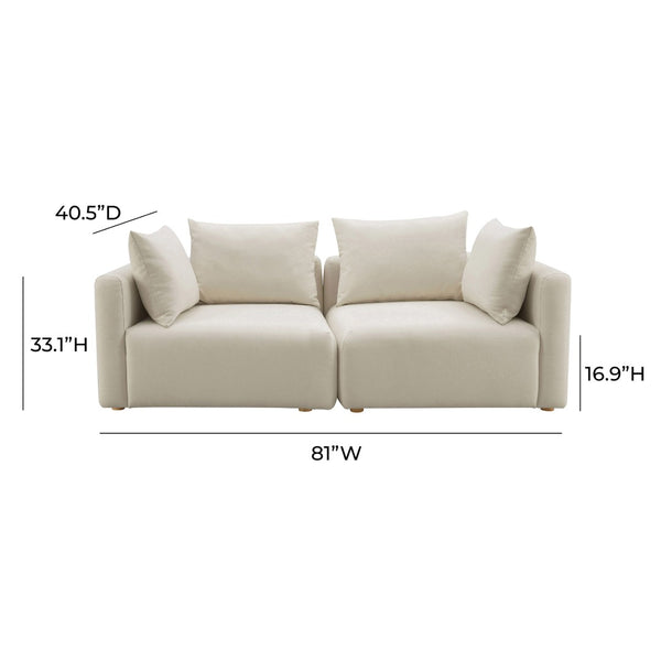 TOV Furniture Hangover 81" Cream Performance Linen Loveseat - Stylish Modular Seating for Comfortable Living Spaces TOV-L68788-LO