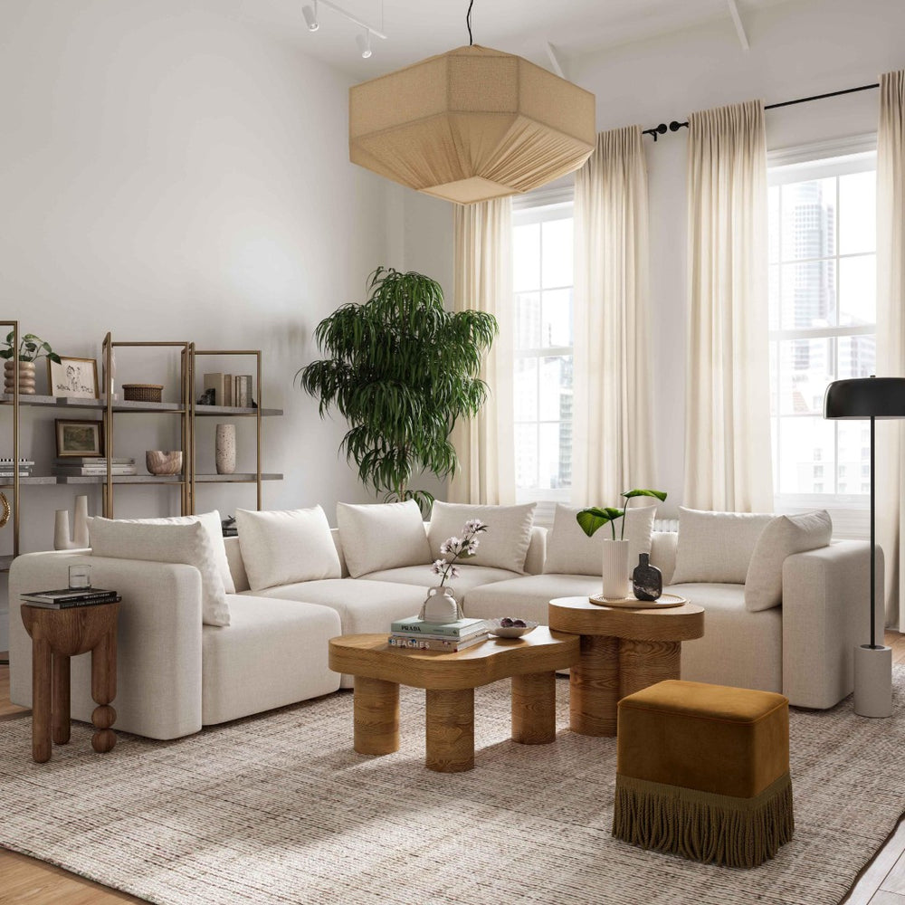 TOV Furniture Hangover 81" Cream Performance Linen Loveseat - Stylish Modular Seating for Comfortable Living Spaces TOV-L68788-LO