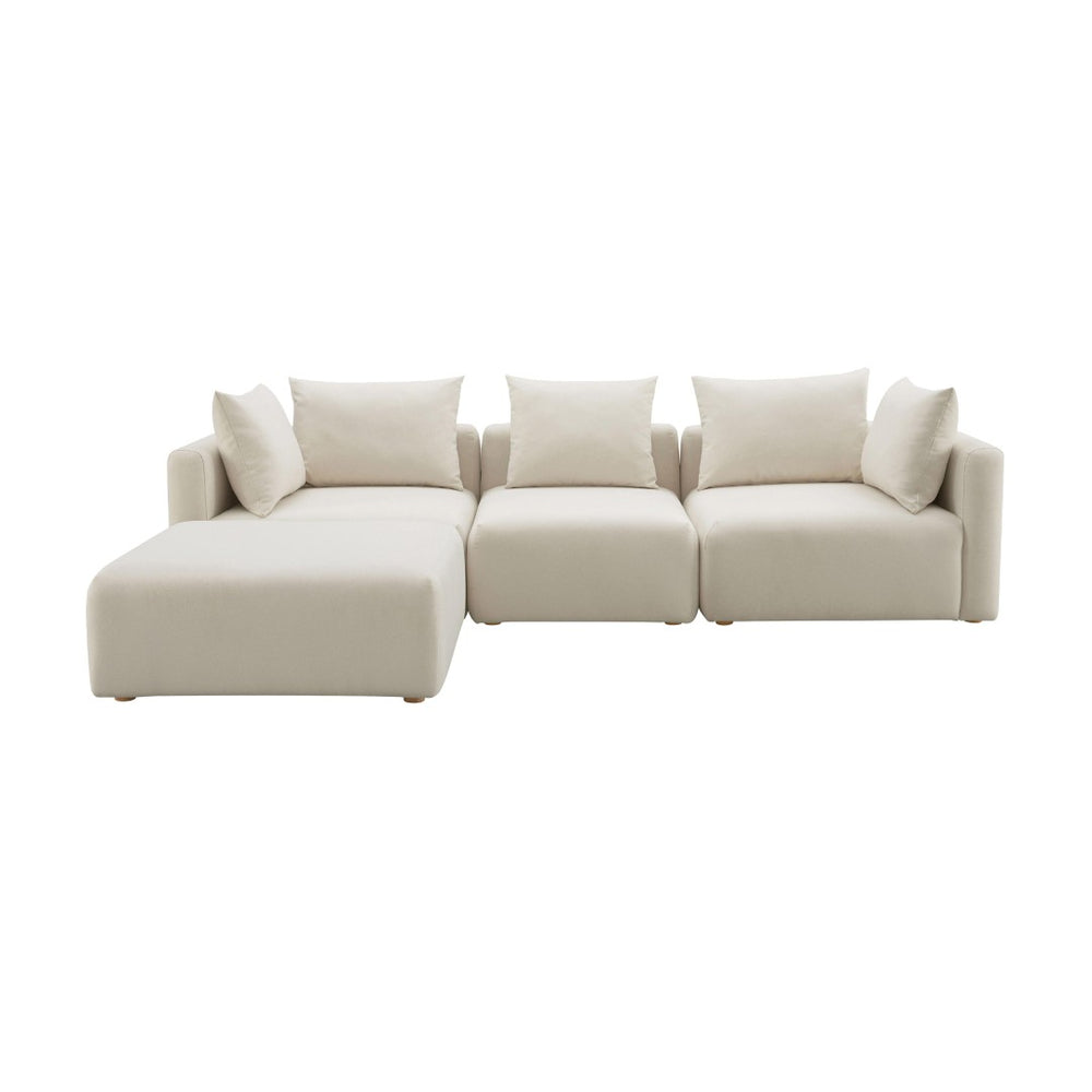 TOV Furniture Hangover 4-Piece Cream Performance Linen Modular Sectional - Stylish Comfort for Every Space TOV-L68788-SEC