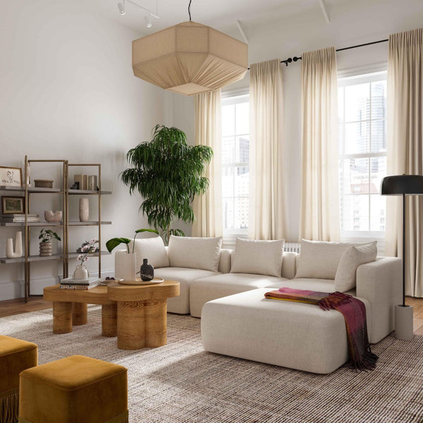 TOV Furniture Hangover 4-Piece Cream Performance Linen Modular Sectional - Stylish Comfort for Every Space TOV-L68788-SEC