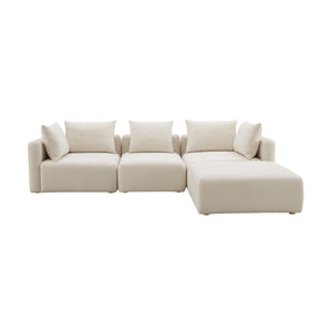TOV Furniture Hangover 4-Piece Cream Performance Linen Modular Sectional - Stylish Comfort for Every Space TOV-L68788-SEC