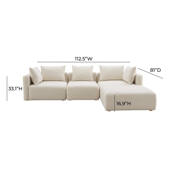 TOV Furniture Hangover 4-Piece Cream Performance Linen Modular Sectional - Stylish Comfort for Every Space TOV-L68788-SEC