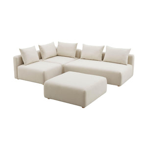 TOV Furniture Hangover 4-Piece Cream Performance Linen Modular Chaise Sectional for Ultimate Comfort & Style TOV-L68788-SEC1