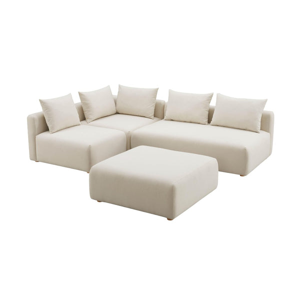 TOV Furniture Hangover 4-Piece Cream Performance Linen Modular Chaise Sectional for Ultimate Comfort & Style TOV-L68788-SEC1