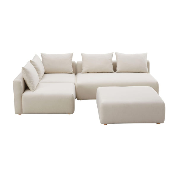 TOV Furniture Hangover 4-Piece Cream Performance Linen Modular Chaise Sectional for Ultimate Comfort & Style TOV-L68788-SEC1