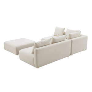TOV Furniture Hangover 4-Piece Cream Performance Linen Modular Chaise Sectional for Ultimate Comfort & Style TOV-L68788-SEC1