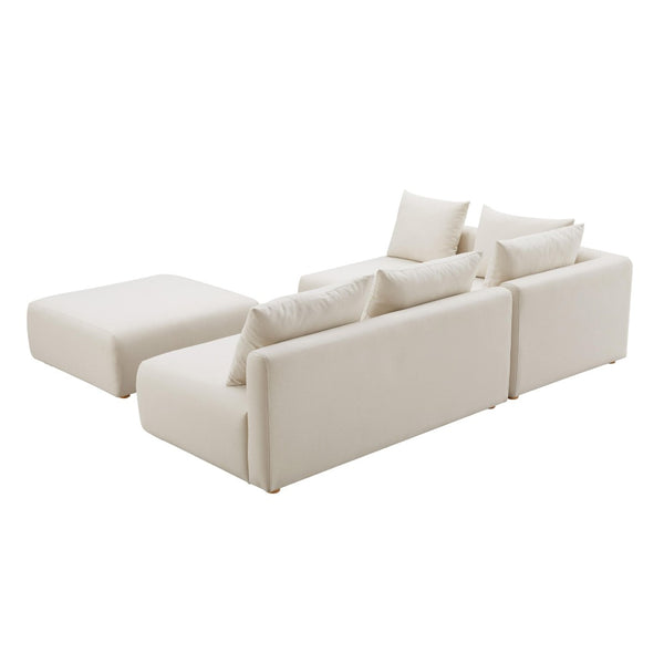 TOV Furniture Hangover 4-Piece Cream Performance Linen Modular Chaise Sectional for Ultimate Comfort & Style TOV-L68788-SEC1