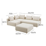 Hangover Cream Performance Linen 4-Piece Modular Chaise Sectional TOV-L68788-SEC1 TOV Furniture