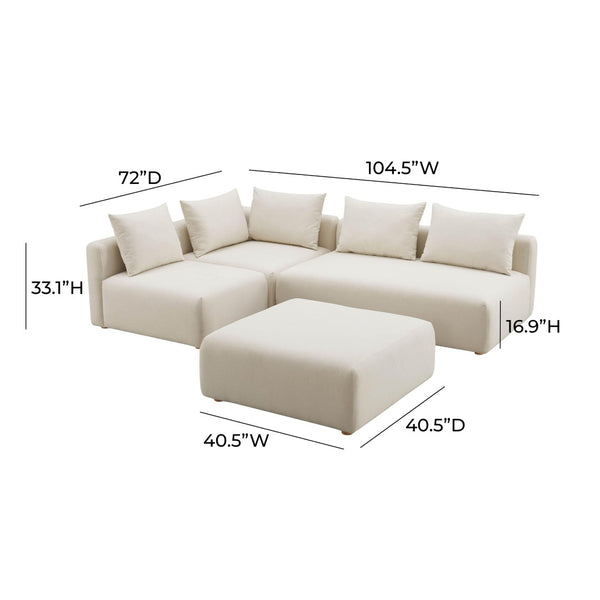TOV Furniture Hangover 4-Piece Cream Performance Linen Modular Chaise Sectional for Ultimate Comfort & Style TOV-L68788-SEC1
