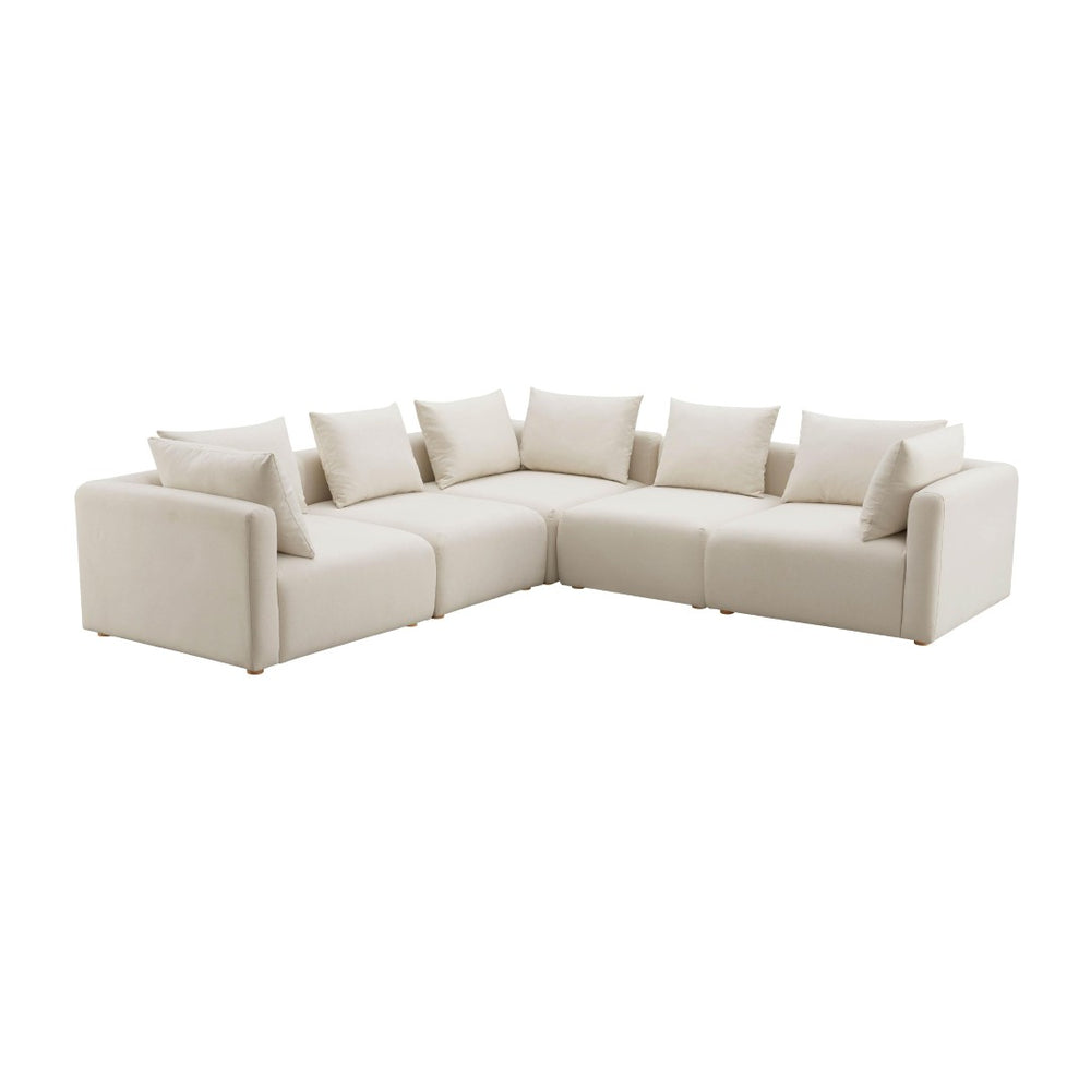 TOV Furniture Hangover 5-Piece Cream Performance Linen Modular L-Sectional – Stylish, Versatile Comfort for Any Space TOV-L68788-SEC2