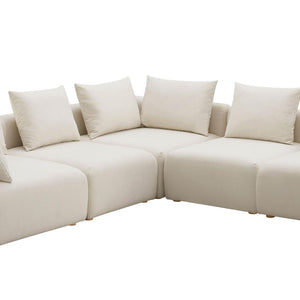TOV Furniture Hangover 5-Piece Cream Performance Linen Modular L-Sectional – Stylish, Versatile Comfort for Any Space TOV-L68788-SEC2
