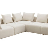 Hangover Cream Performance Linen 5-Piece Modular L-Sectional TOV-L68788-SEC2 TOV Furniture