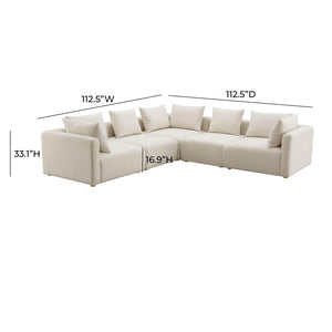 TOV Furniture Hangover 5-Piece Cream Performance Linen Modular L-Sectional – Stylish, Versatile Comfort for Any Space TOV-L68788-SEC2